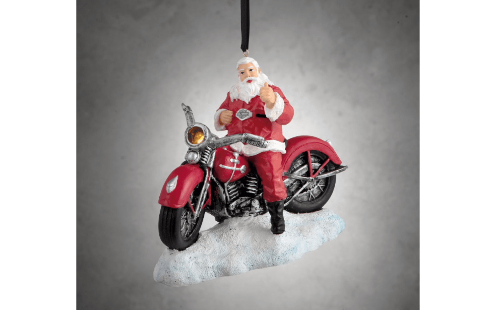 Biker Santa LED Ornament - $25