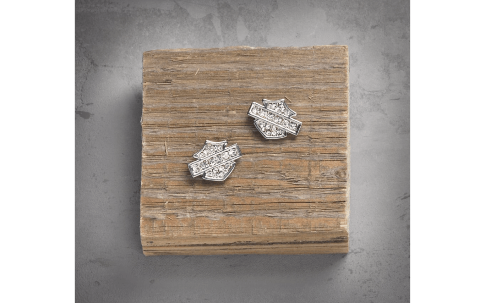 Women's Rhinestone Logo Stud Earrings